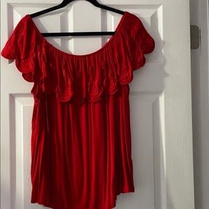 Red Off shoulder top. Smoke free home!